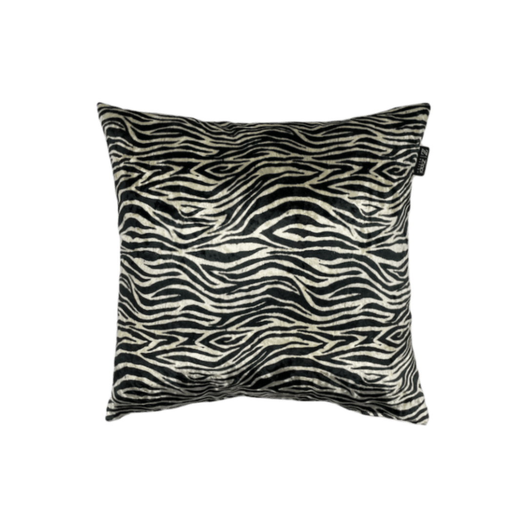 zebra motief fluwelen zwart met wit sierkussen