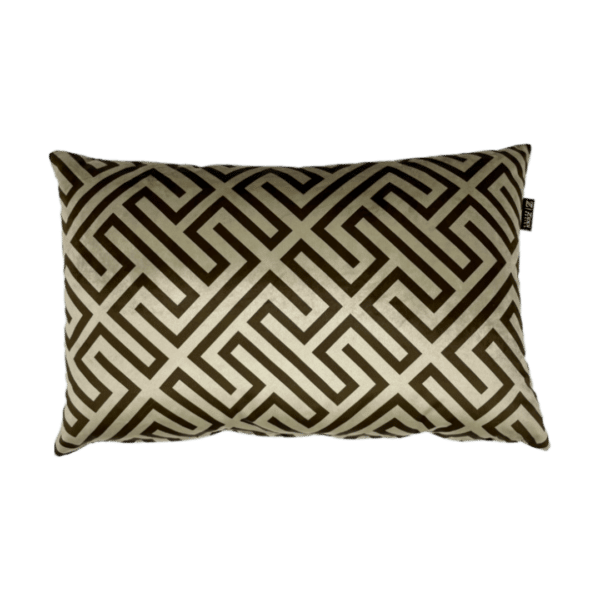 Geometric Brown is een zand velvet sierkussen met geometrische bruin motief